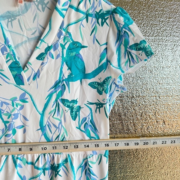 Jude Connally Ginger Dress Womens Sz M Blue White Ruffled Summer Casual Novelty - Picture 6 of 10